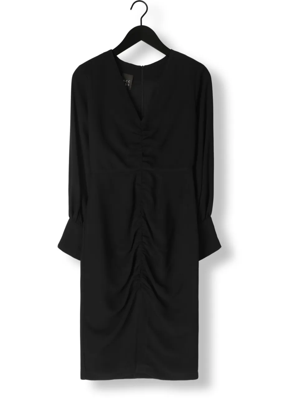 ACCESS Dames Jurken Ruched Dress With V Neckline - Zwart, foto 2