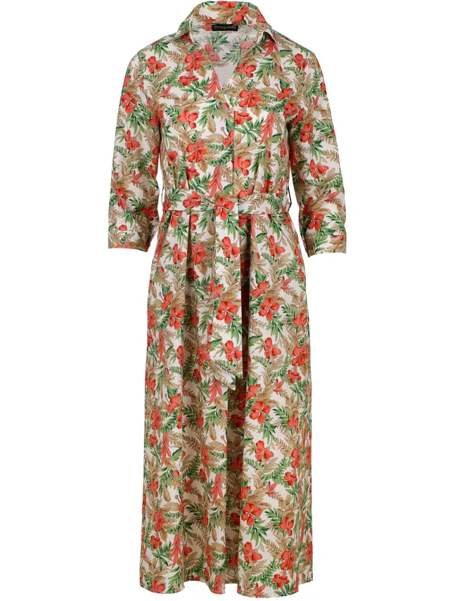Conquista Print Poplin stijl Midi jurk beige, foto 2
