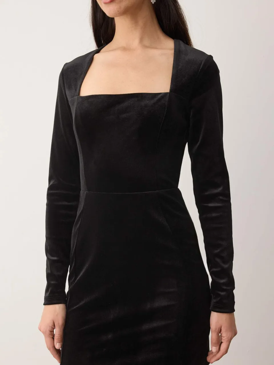 Trendyol TRENDYOLMİLLA Dames Zwart Effen Kort / Mini Lang Stijlvol/Avond Bodycon Jurken, foto 2