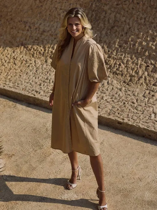 NUKUS gebloemde midi jurk camel, foto 4