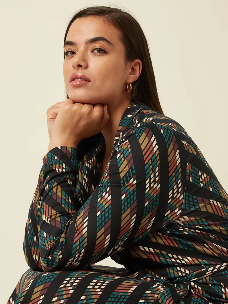 King Louie midi blousejurk met ceintuur en print - meerkleurig multi, foto 4