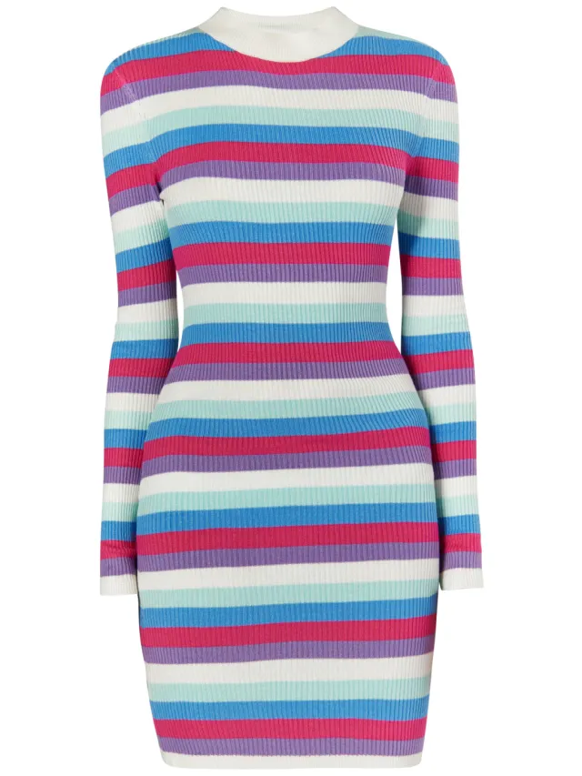 Mymo Gebreide jurk Dames Wol Wit Veelkleurig Gebroken wit