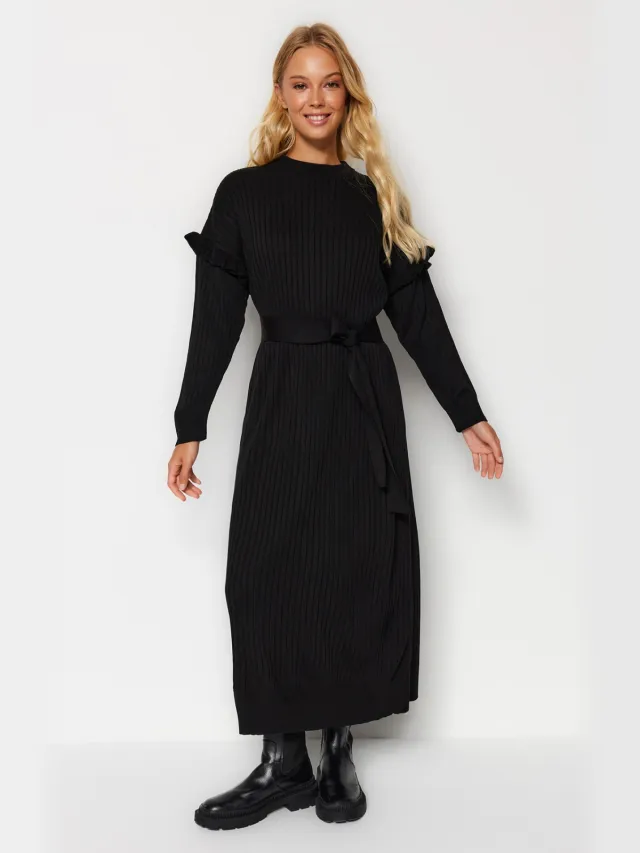 Trendyol Modest Dames Zwart Maxi Lang Casual Recht Modest Jurken