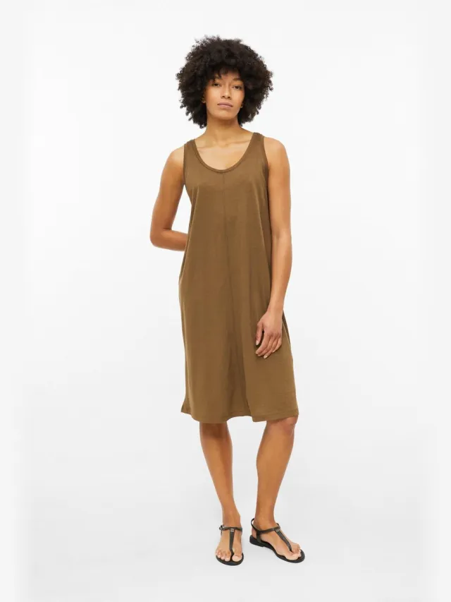 S.Oliver female - Uitlopende jersey jurk bruin