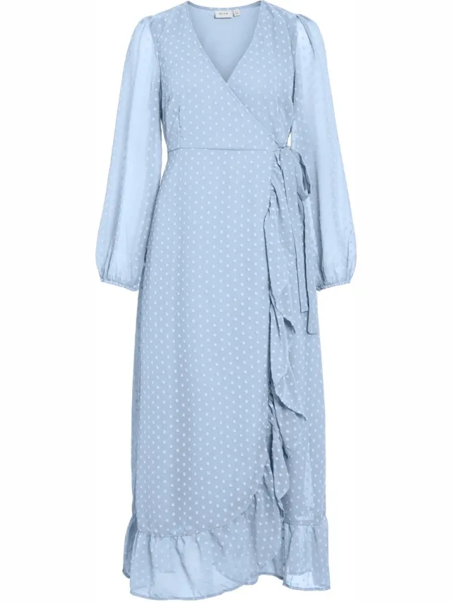 Vila VIEDEE L/S ANKLE WRAP DRESS/DC/KA - Dames - Maxi jurken Nantucket Breeze