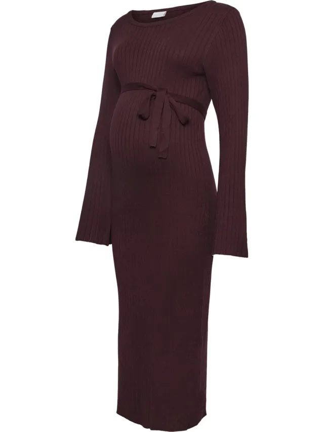 Mamalicious MLNEWSIV L/S KNIT MIDI DRESS - Dames - Mini jurken Winetasting