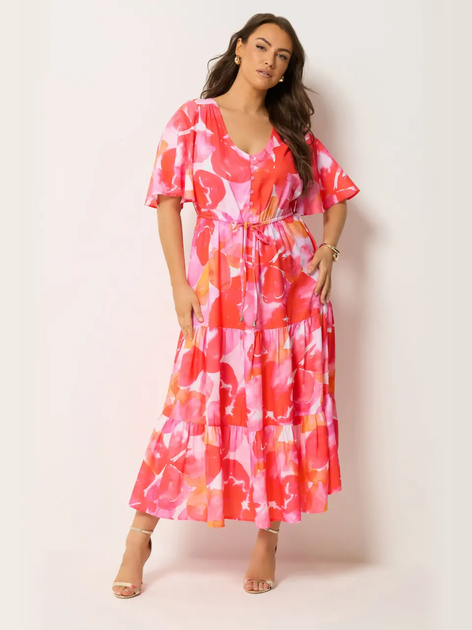 Yours Roze Gelaagde Jurk Met Bloemenprint, foto 2