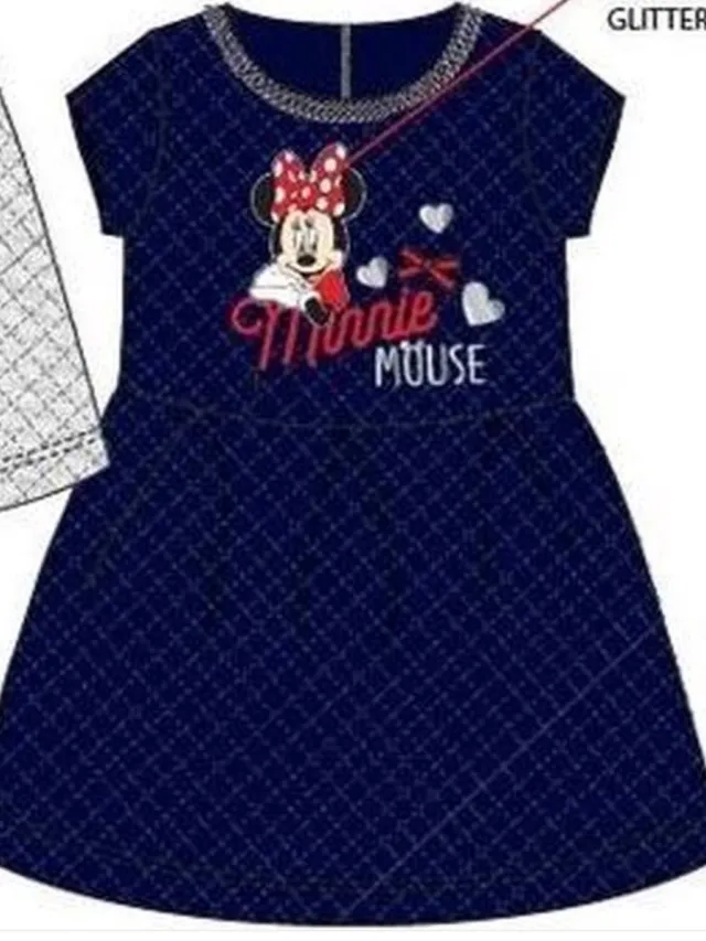 Disney Minnie Mouse Jurk - Sweaterstof jurk - Donker Blauw - 8 jaar