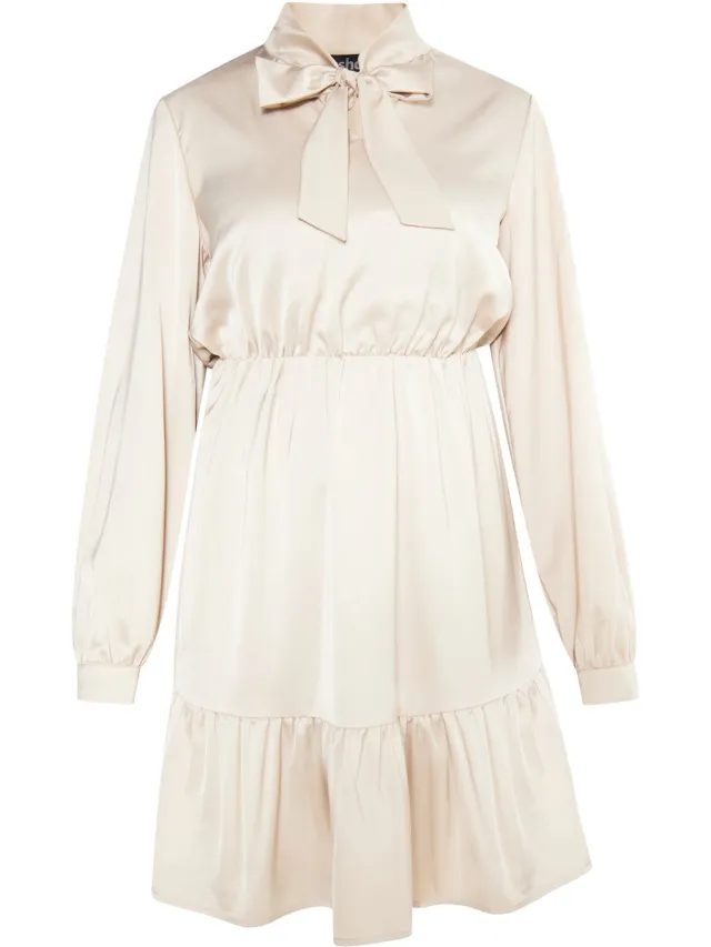 Usha Midi-jurk met volant beige