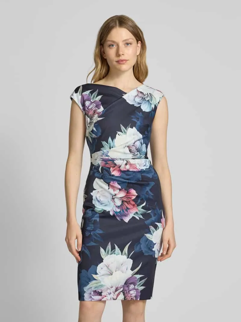 Swing Cocktailjurk met bloemenmotief marineblauw, foto 4