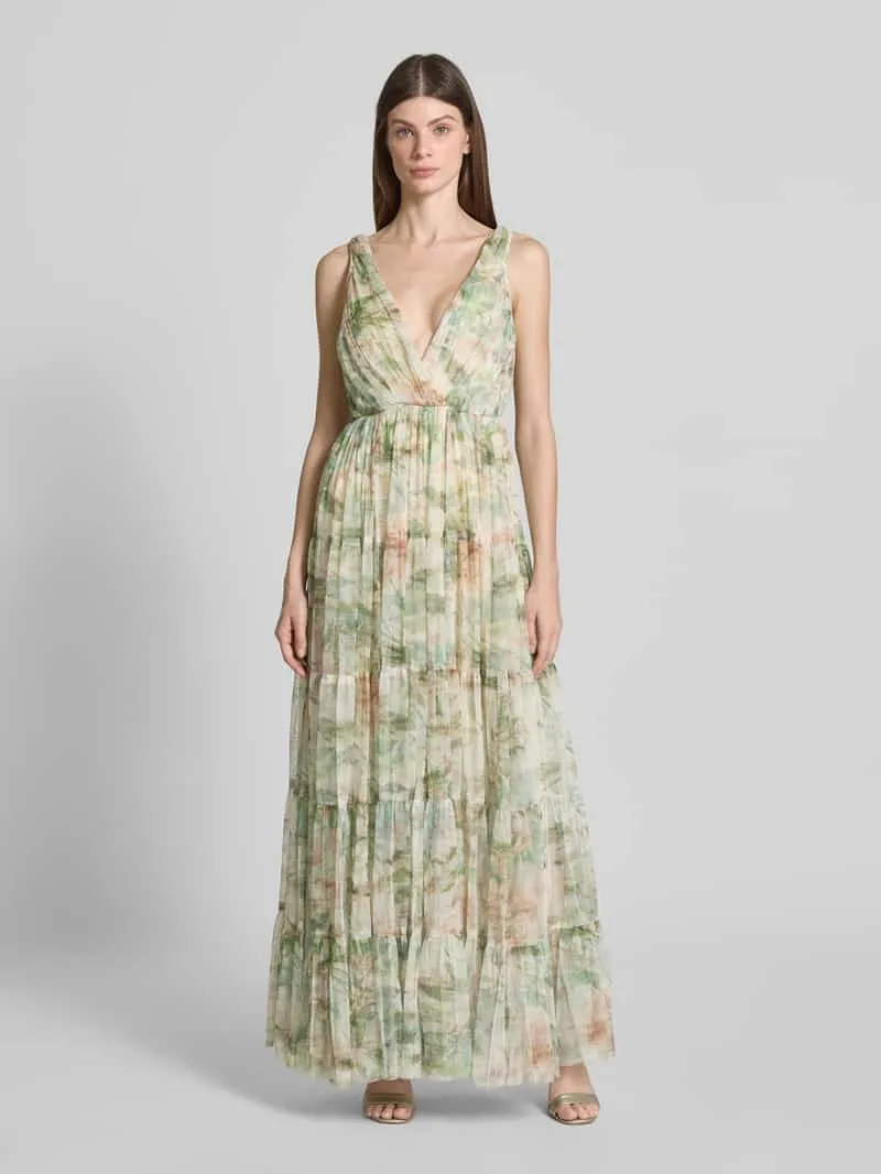 Lace & Beads Avondjurk in laagjeslook met V-hals Lichtgroen