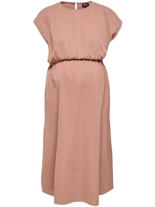 Only OLMCILA O-NECK S/L CALF DRESS WVN - Dames - Mini jurken Cameo Brown