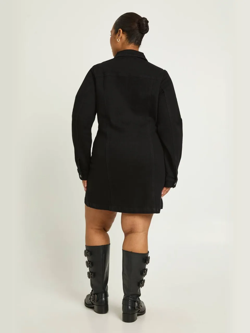 boohoo Dames Plus Denim Rits Shift Jurk, foto 2