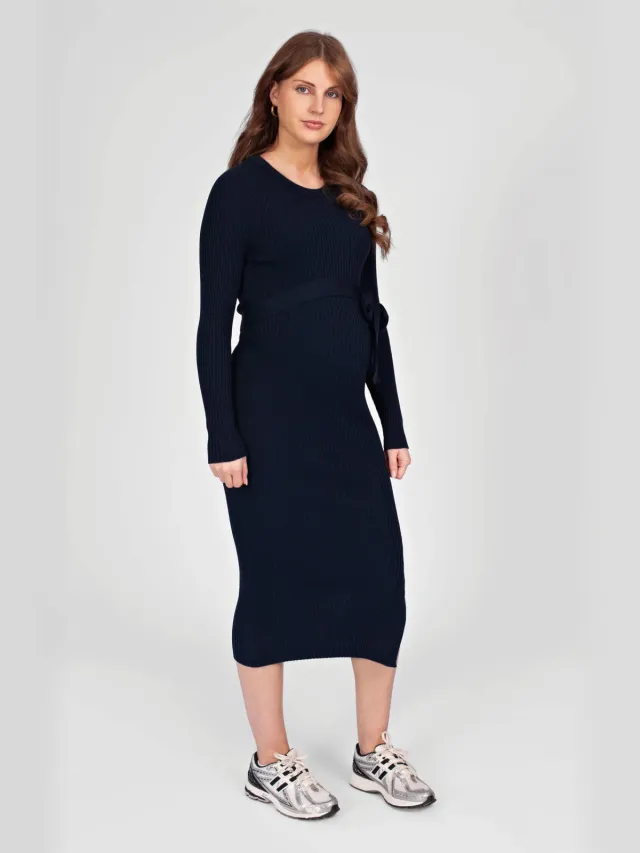 LOVE2WAIT midi zwangerschapsjurk marineblauw