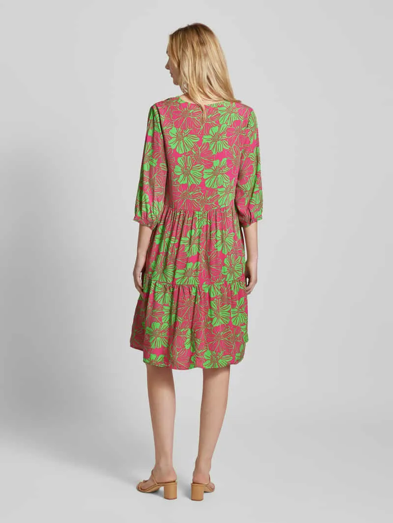 montego Knielange jurk van viscose met bloemenmotief metallic roze, foto 3