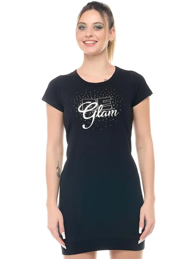 Leone 1947 Korte Jurk Leone 1947 Woman Dress Be Glam Zwart