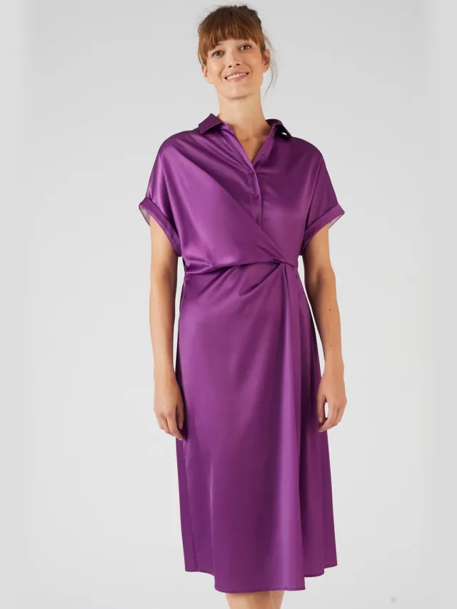 Damart Jurk in crêpe met stretch, gedrapeerd effect - Dames - Violet - 38
