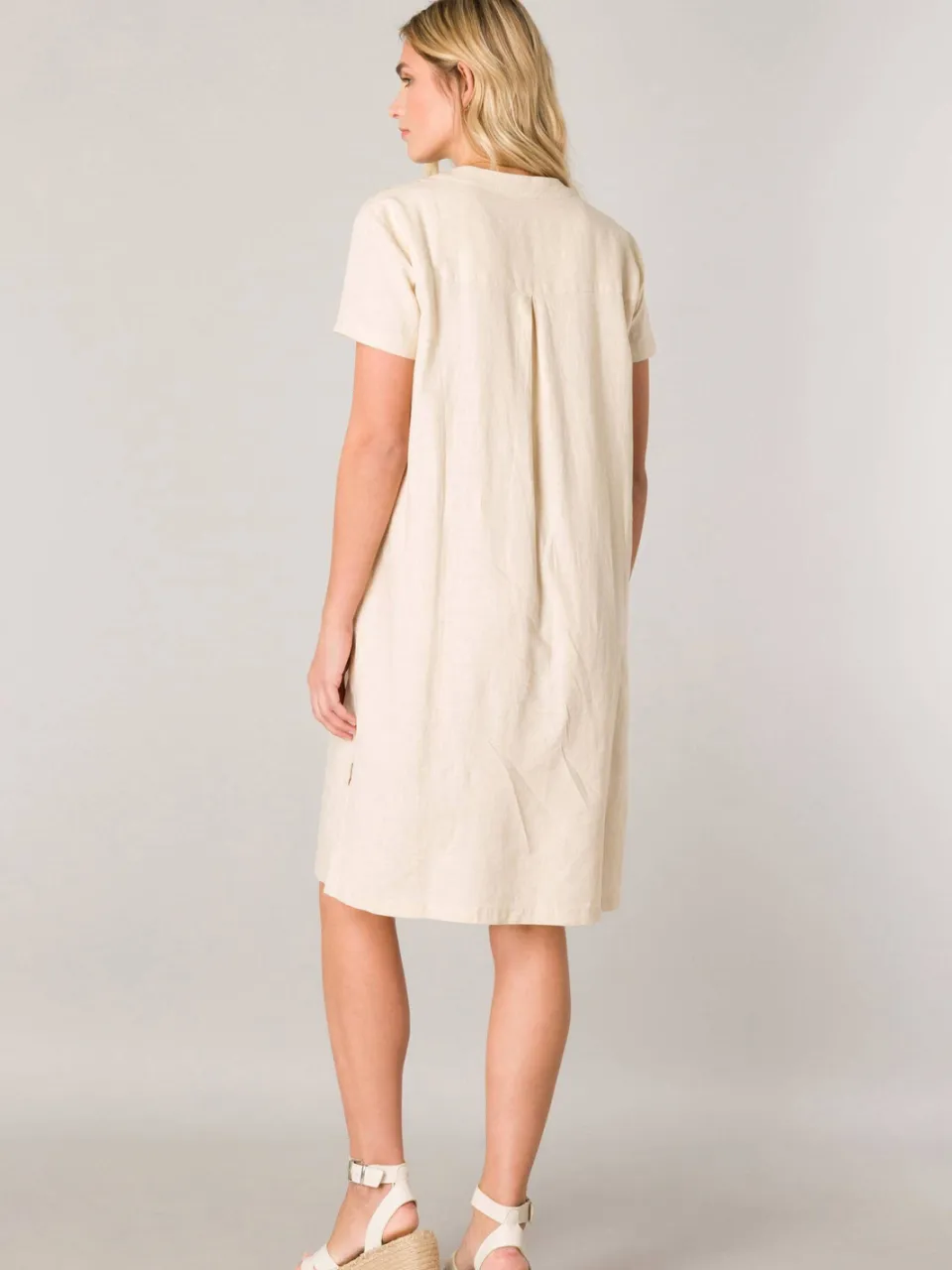 Base Level jurk met linnen Yacin beige, foto 3