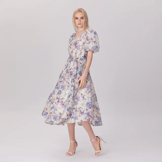 Smart & Joy Fit-and-flare thee-organza-jurk met bloemenprint Veelkleurig