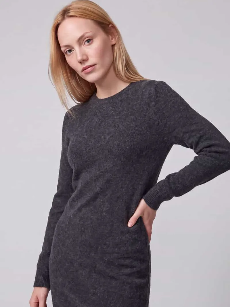 Vero Moda Doffy tricotjurk donkergrijs zwart, foto 6