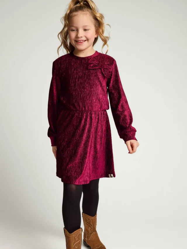 LOOXS little fluwelen A-lijn jurk donkerrood