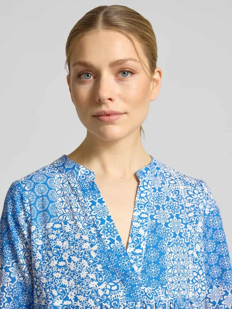 Vero Moda Uitlopende blousejurk van puur katoen model 'DICTHE' oceaanblauw, foto 4