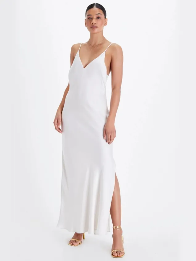 Neu Nomads dames vegan Jurk Bias Slip Gown Sneeuwwit