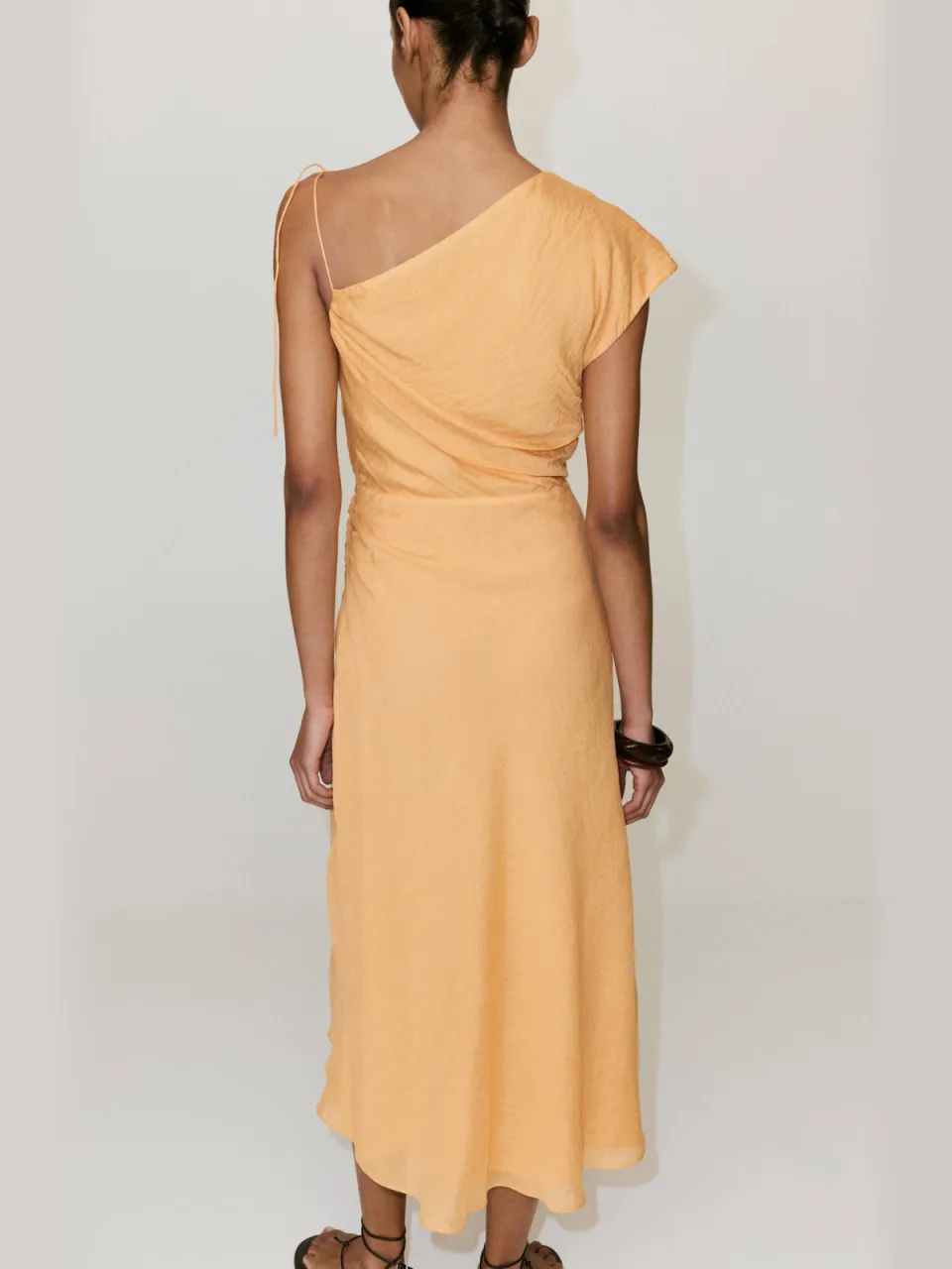Mango one shoulder midi zomerjurk - geel, foto 3
