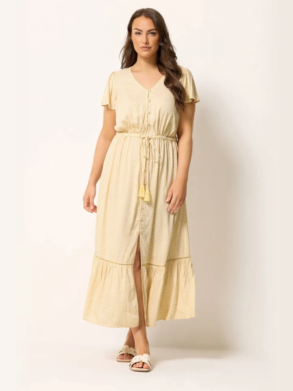 Yours Gele Maxijurk Met Fijne Bloemenprint geel, foto 2