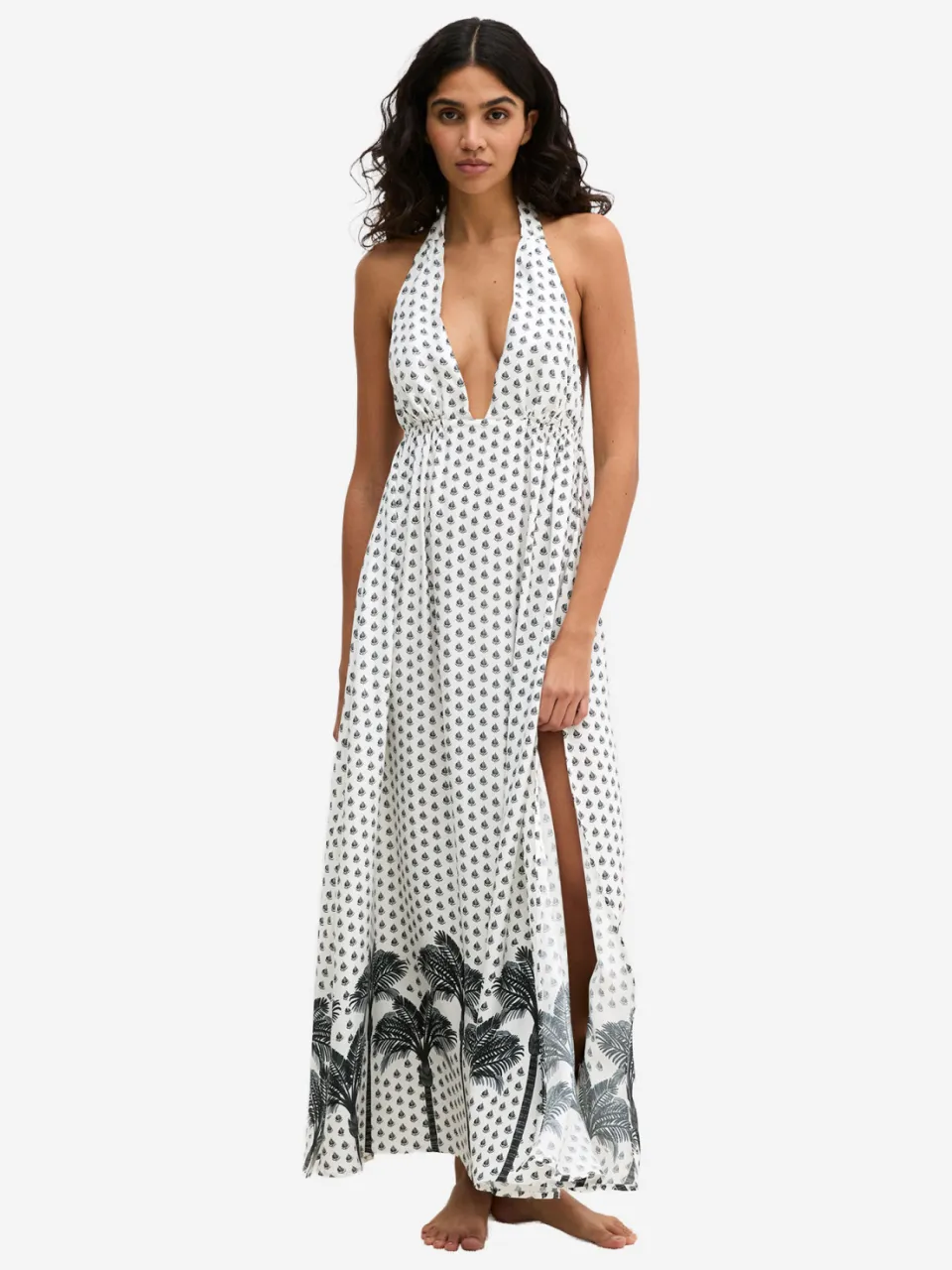 Marc O'Polo Vrouwen Strand jurk Palm Border Geo Wit