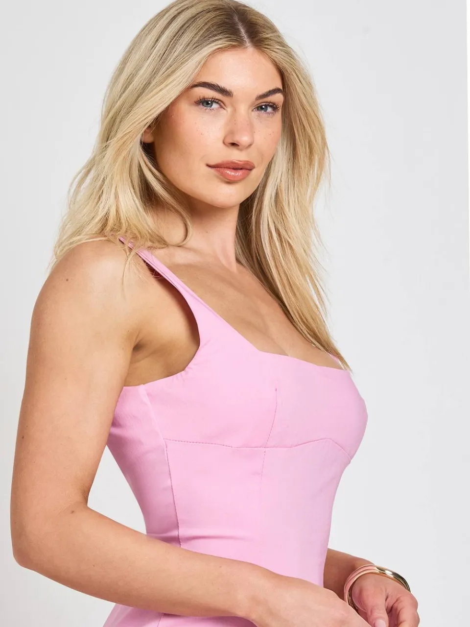 boohoo Dames Jurk Met Verlaagde Zoom Midaxi Fitted pastelroze, foto 4