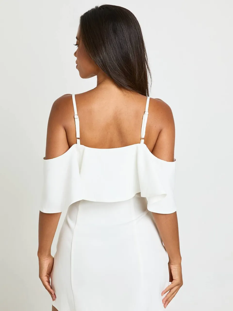 boohoo Dames Getailleerde Mini-jurk Met Bandjes En Overslag Ruche ivoor, foto 2
