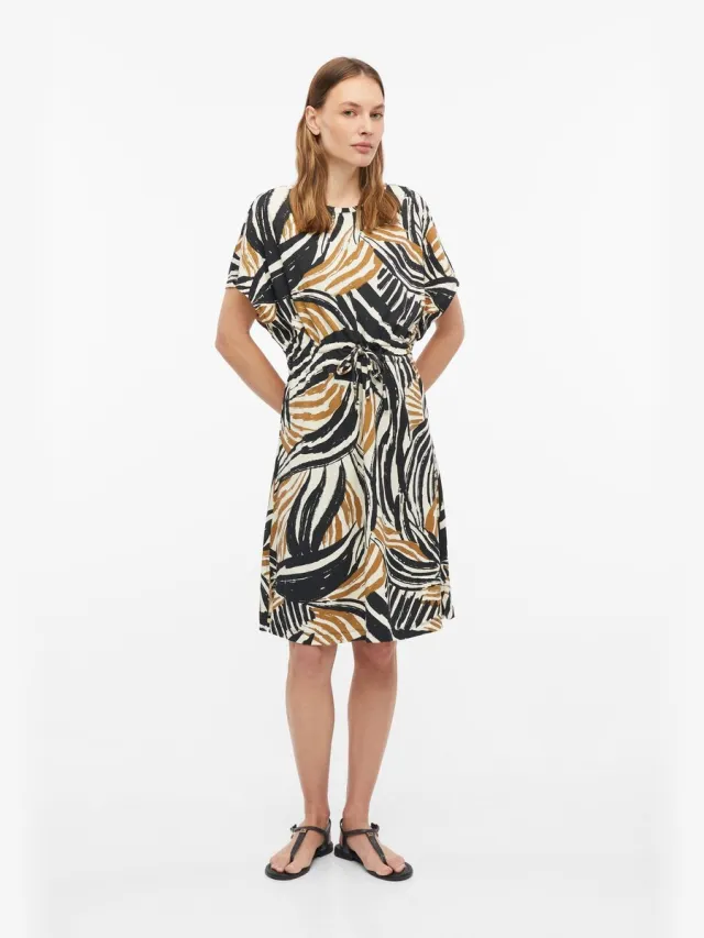 S.Oliver female - Jersey jurk met trekkoord oker