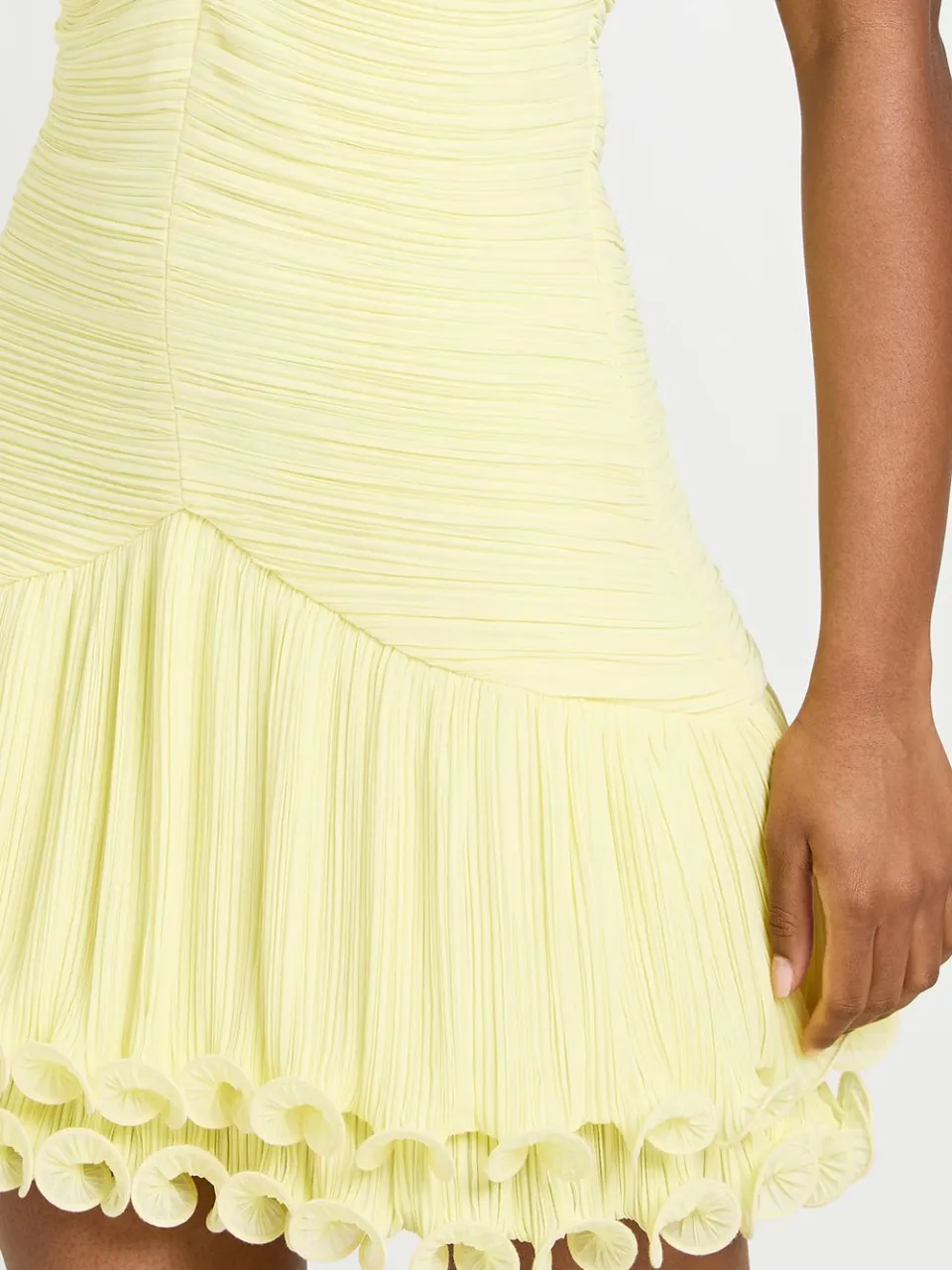 boohoo Dames Geplisseerde Plisse Ruffle Zoom Mini Jurk citroen, foto 4