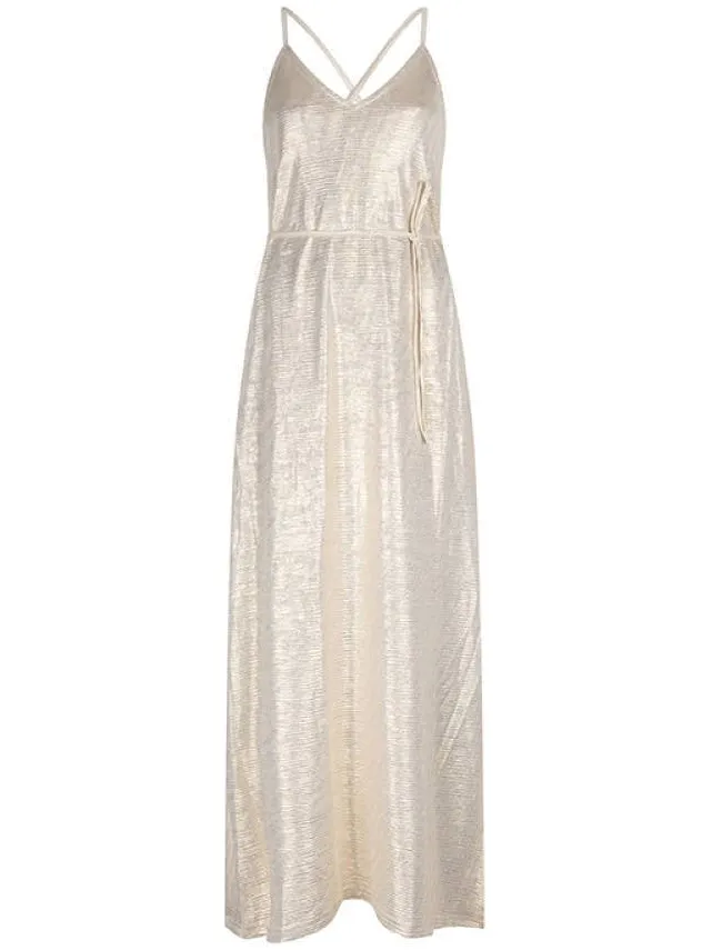 Lofty Manner maxi jurk met ceintuur - ecru, foto 2
