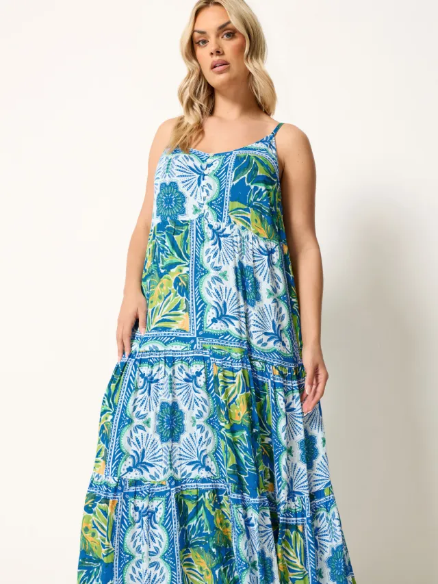 Yours Blauwe Gelaagde Maxijurk Blue
