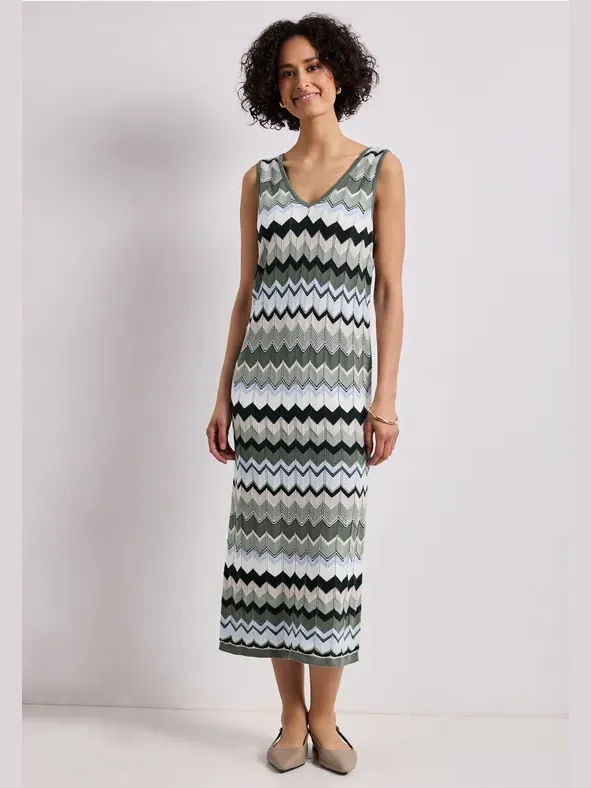 Street One Midi-jurk met zigzagpatroon Groen