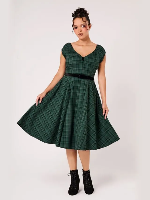 Hell Bunny EDEN DRESS Dames Midi-jurk - groen
