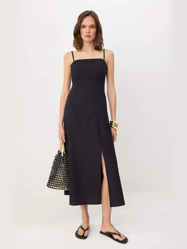 Trendyol TRENDYOLMİLLA Dames Zwart Effen Maxi Mouwloos Casual A-lijn Jurken