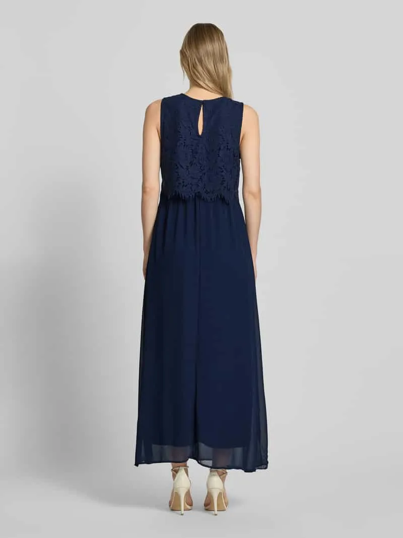 Vila maxi-jurk met druppelvormige hals aan de achterkant marineblauw, foto 2