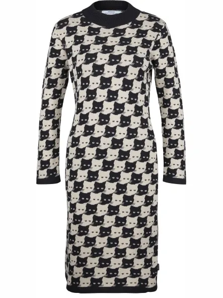 Dedicated Women's Dress Lo Pepita Cats - Jurk, grijs