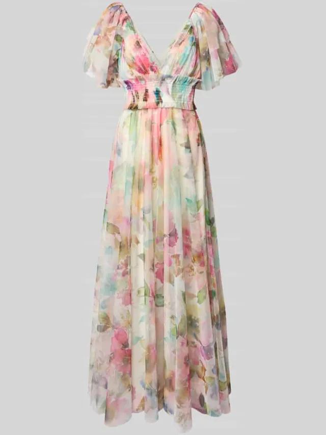 Lace & Beads maxi-jurk met tailleband in all-over look lichtgeel, foto 2