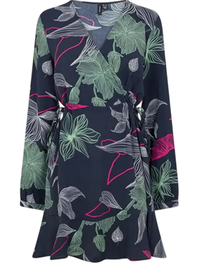 Vero Moda Dames/Dames Jane Bloemen Wikkeljurk (Zwart)