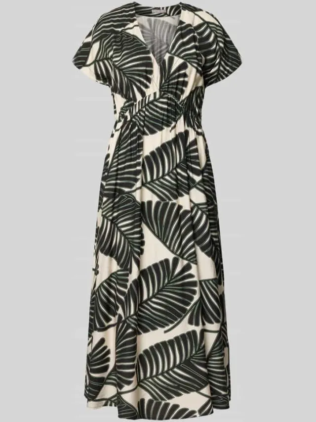 Christian Berg Woman Selection midi-jurk van viscosemix met florale all-over print zand, foto 2