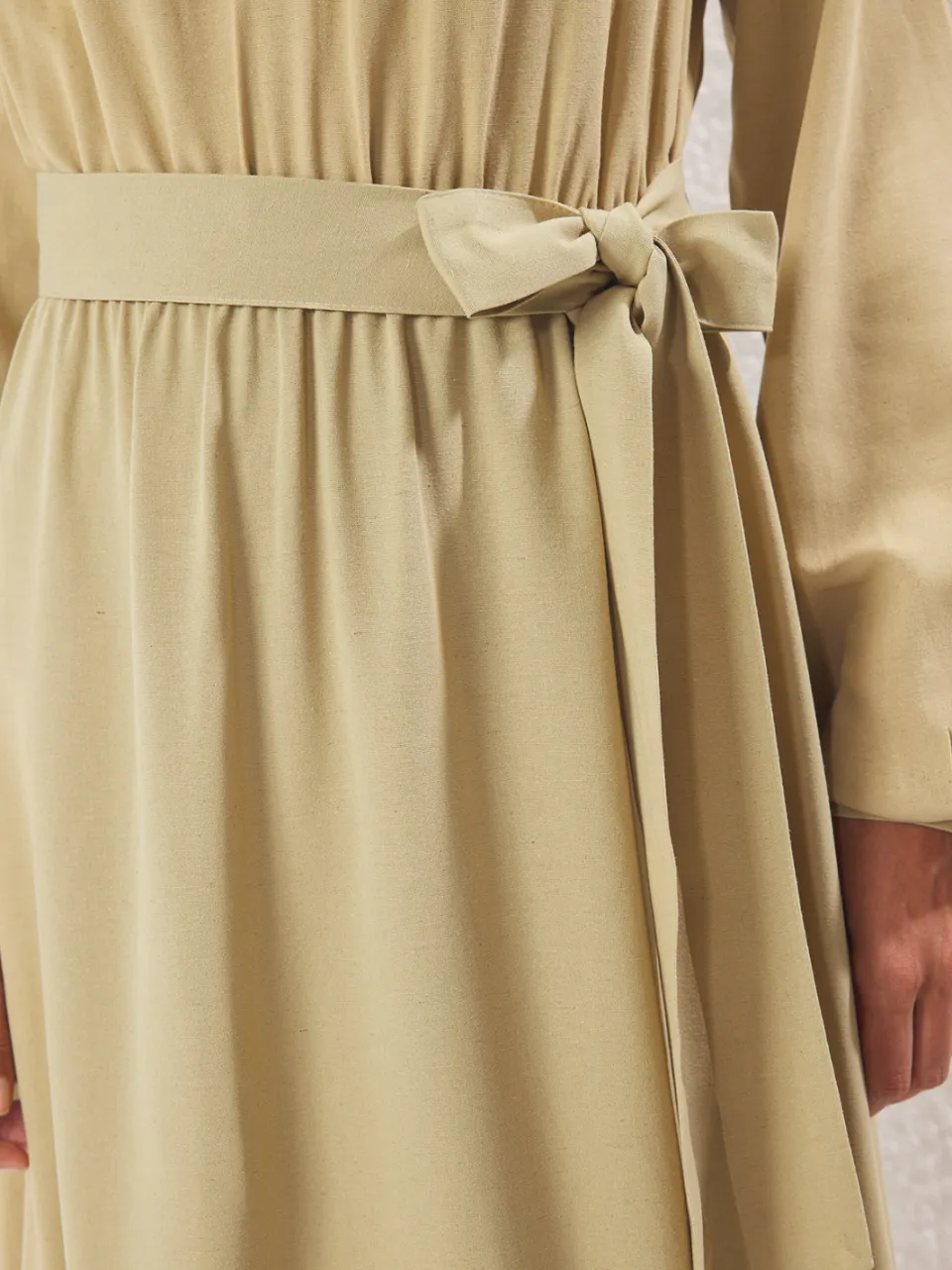 Trendyol Modest Dames Kaki Effen Maxi Lang Casual Skater Modest Jurken, foto 2