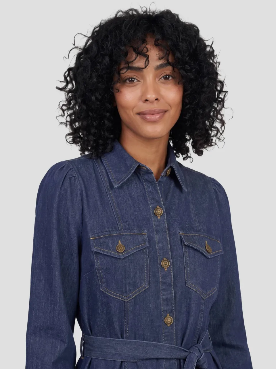 Ruby denim jurk met ceintuur dark blue, foto 3