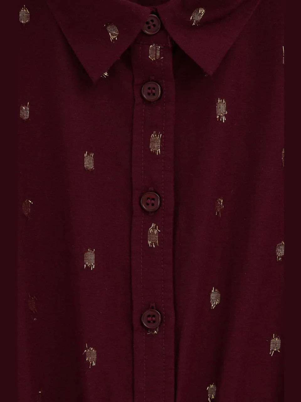WE Fashion korte jurk met glitterprint donkerrood donkerrood/goud, foto 5