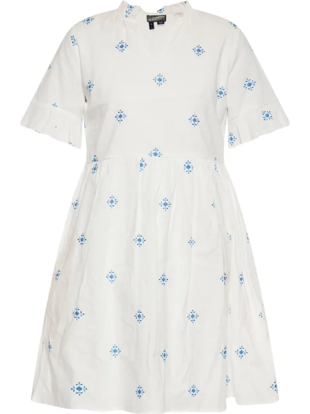 DREIMASTER Jurk Wol Wit Blauw