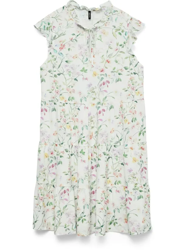Vero Moda VMALBA SS SHORT TIE DRESS WVN NOOS - Dames - Mini jurken Snow White / Nelly