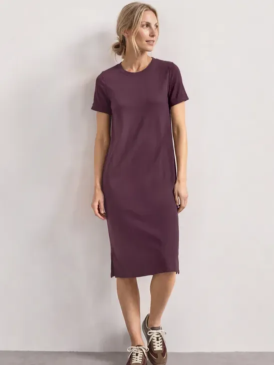 Street One Midijurk met ribbelstructuur en ronde hals Rood